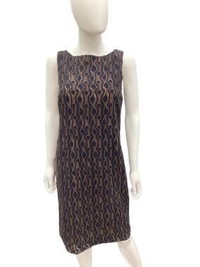 Piazza Sempione Women’s Dress Size M Sleeveless Made In Italy Navy & Beige